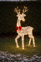Outdoor Reindeer Set LED Illuminated Rattan Style Weather-Resistant