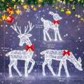 Outdoor Reindeer Set LED Illuminated Rattan Style Weather-Resistant