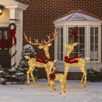 Outdoor Reindeer Set LED Illuminated Rattan Style Weather-Resistant