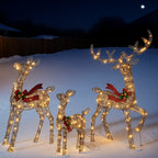 Outdoor Reindeer Set LED Illuminated Rattan Style Weather-Resistant