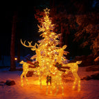 Outdoor Reindeer Set LED Illuminated Rattan Style Weather-Resistant