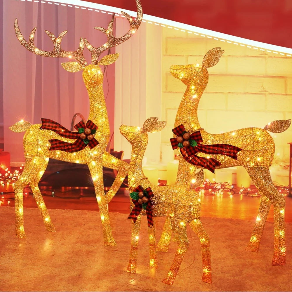 Outdoor Reindeer Set of 3 Warm White LED