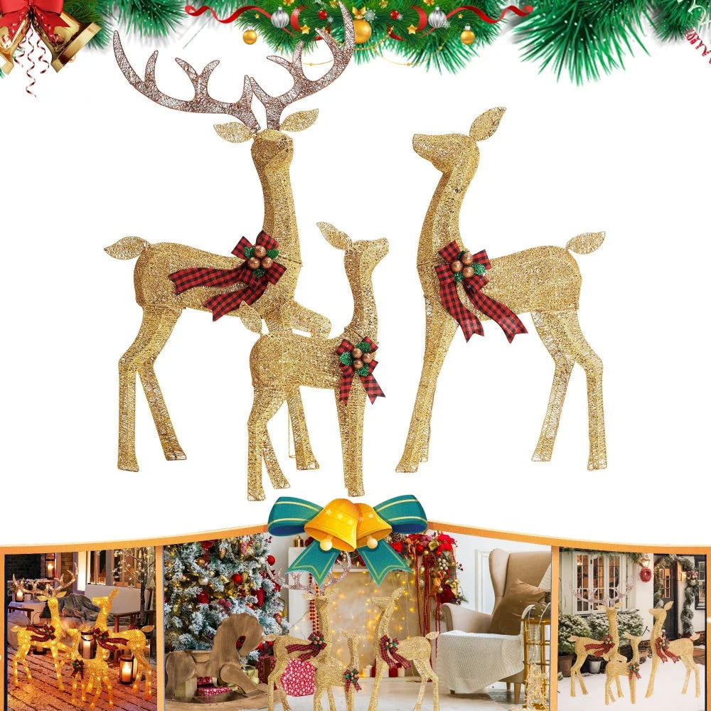 Outdoor Reindeer Set of 3 Warm White LED