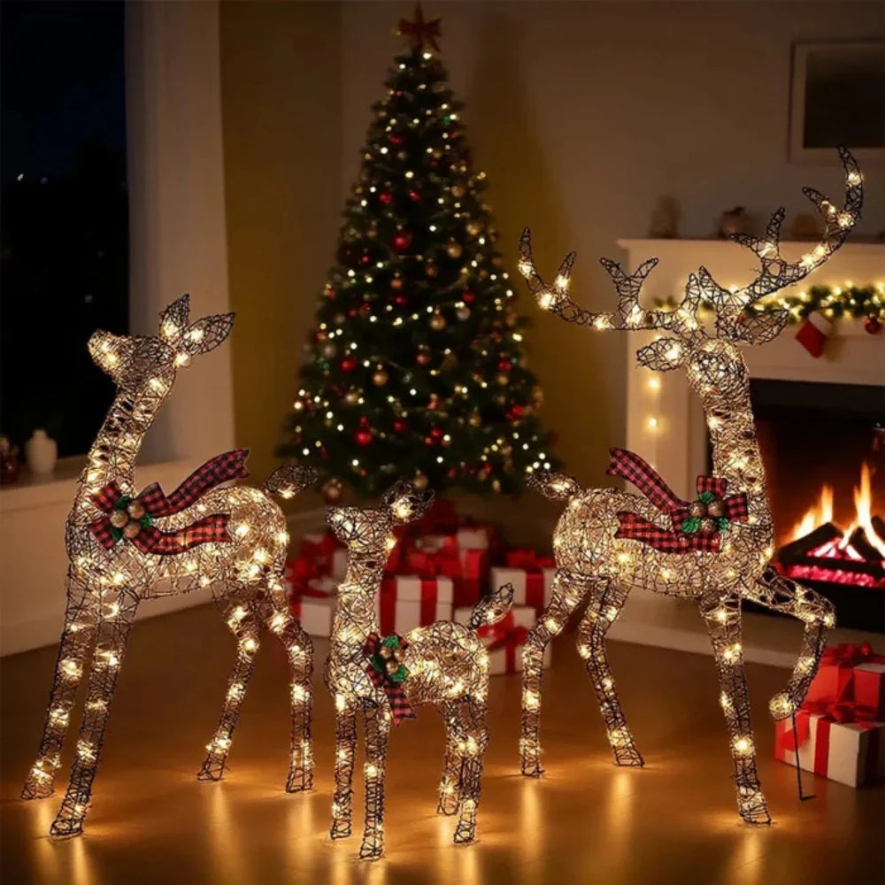 Outdoor Reindeer Set of 3 Warm White LED