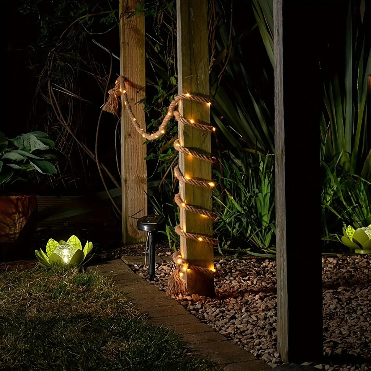Outdoor Rope Lights Hemp Solar Dusk Sensor