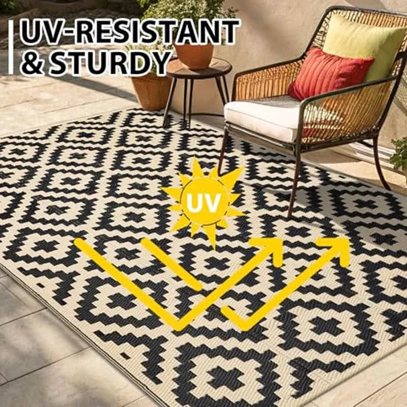 Outdoor Rug Reversible Geometric Waterproof & UV-Protected