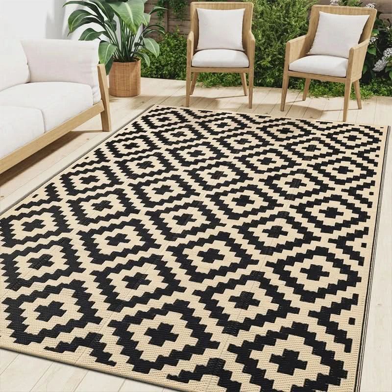 Outdoor Rug Reversible Geometric Waterproof & UV-Protected