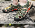 Outdoor Sandals Genuine Leather Elastic Strap Rubber Sole