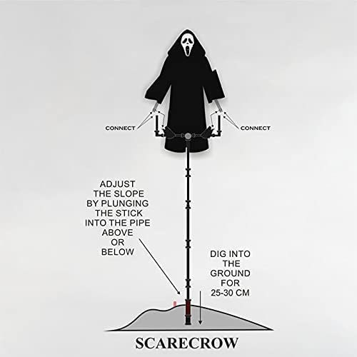 Outdoor Scarecrow Ghost Mask & Hood Adjustable Pole
