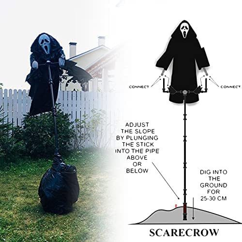 Outdoor Scarecrow Ghost Mask & Hood Adjustable Pole