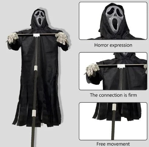 Outdoor Scarecrow Wind-Powered Flowing Robe Detachable Pole