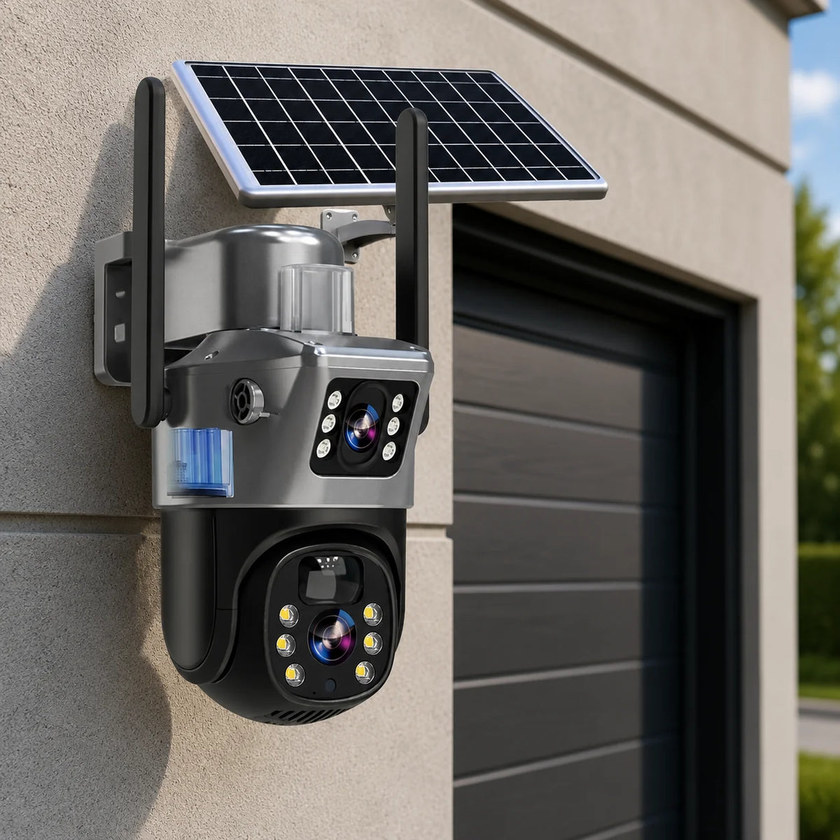 Outdoor Security Camera 4K Dual Lens Solar-Powered