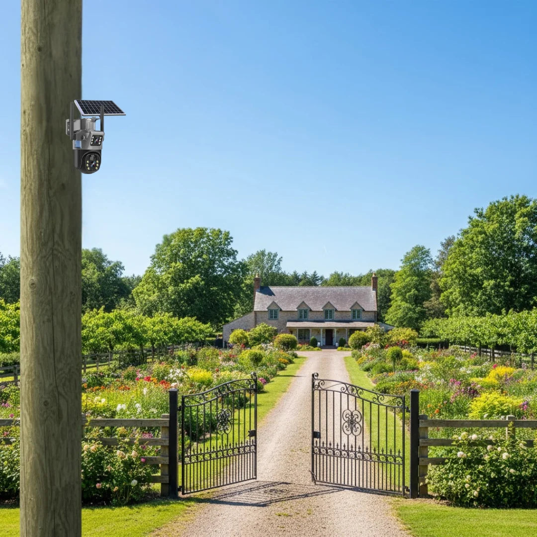 Outdoor Security Camera 4K Pan-Tilt Solar-Powered