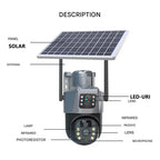 Outdoor Security Camera 4K Pan-Tilt Solar-Powered