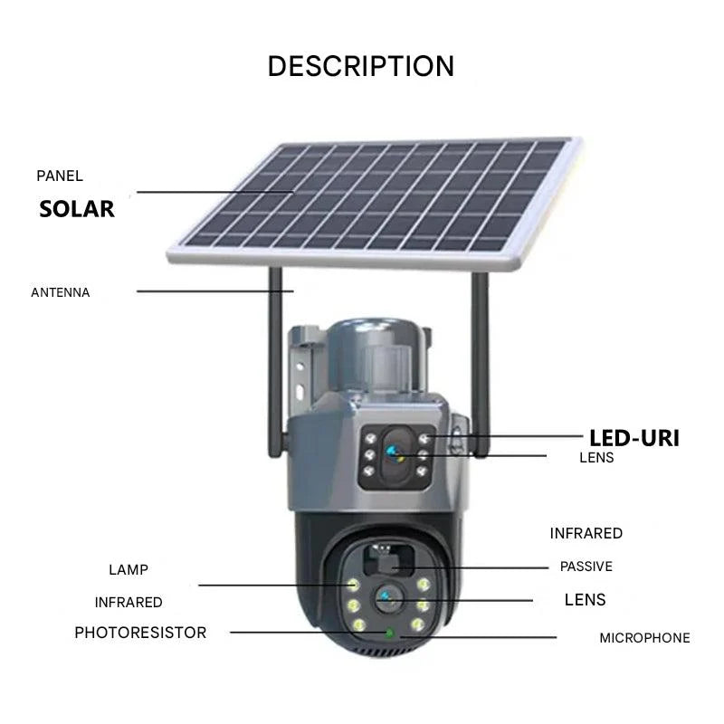 Outdoor Security Camera 4K Pan-Tilt Solar-Powered
