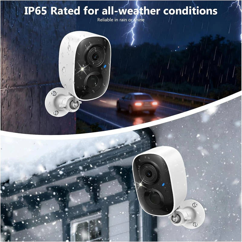 Outdoor Security Camera Solar-Powered 2K HD PIR Motion & Siren