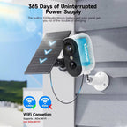 Outdoor Security Camera Solar-Powered 2K HD PIR Motion & Siren