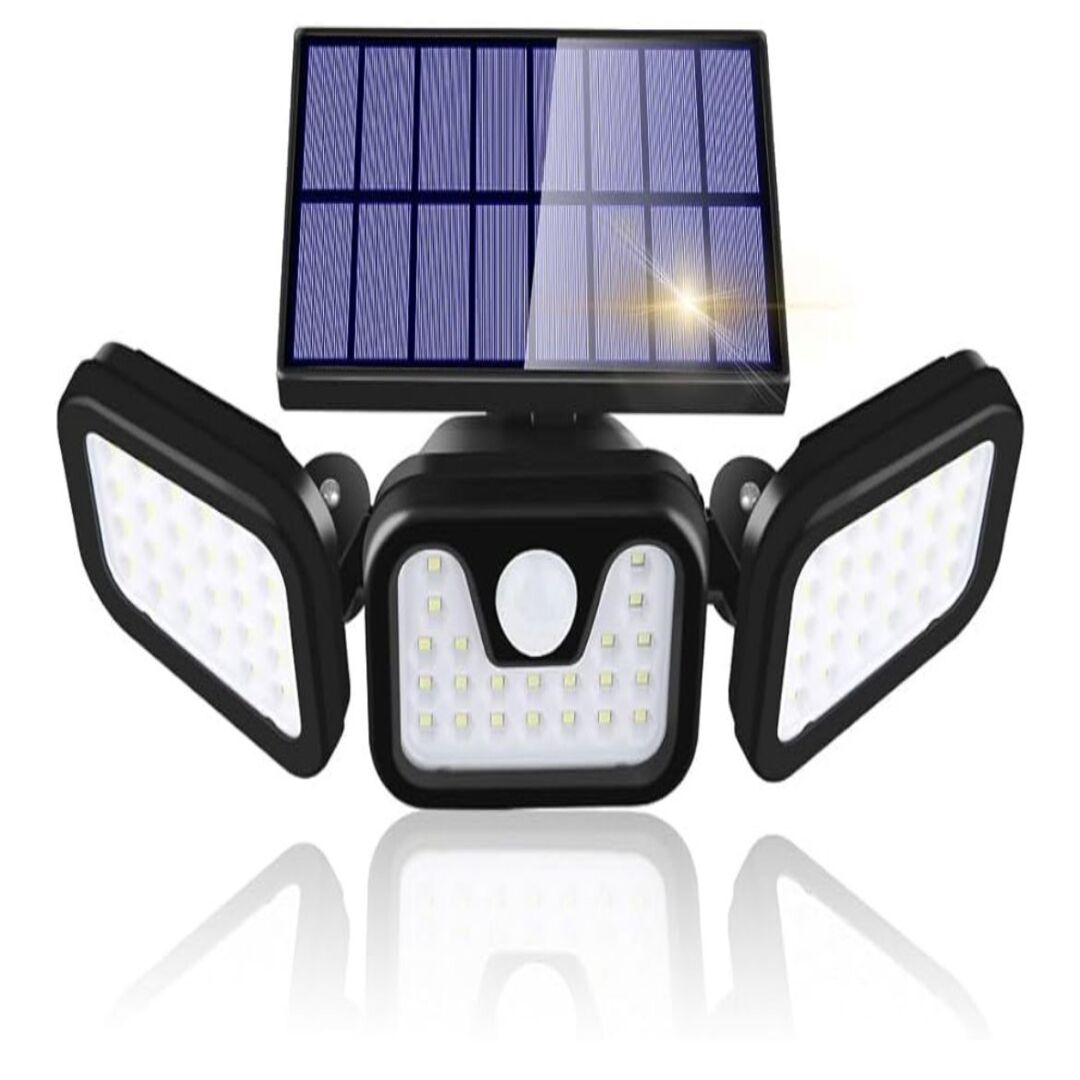 Outdoor Security Light Three-Head Motion Sensor Solar-Powered