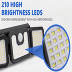 Outdoor Security Light Three-Head Motion Sensor Solar-Powered