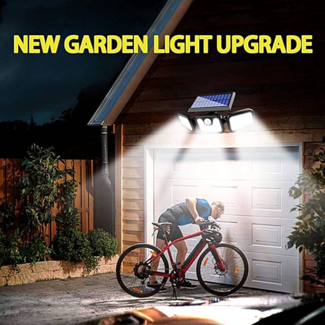 Outdoor Security Light Three-Head Motion Sensor Solar-Powered