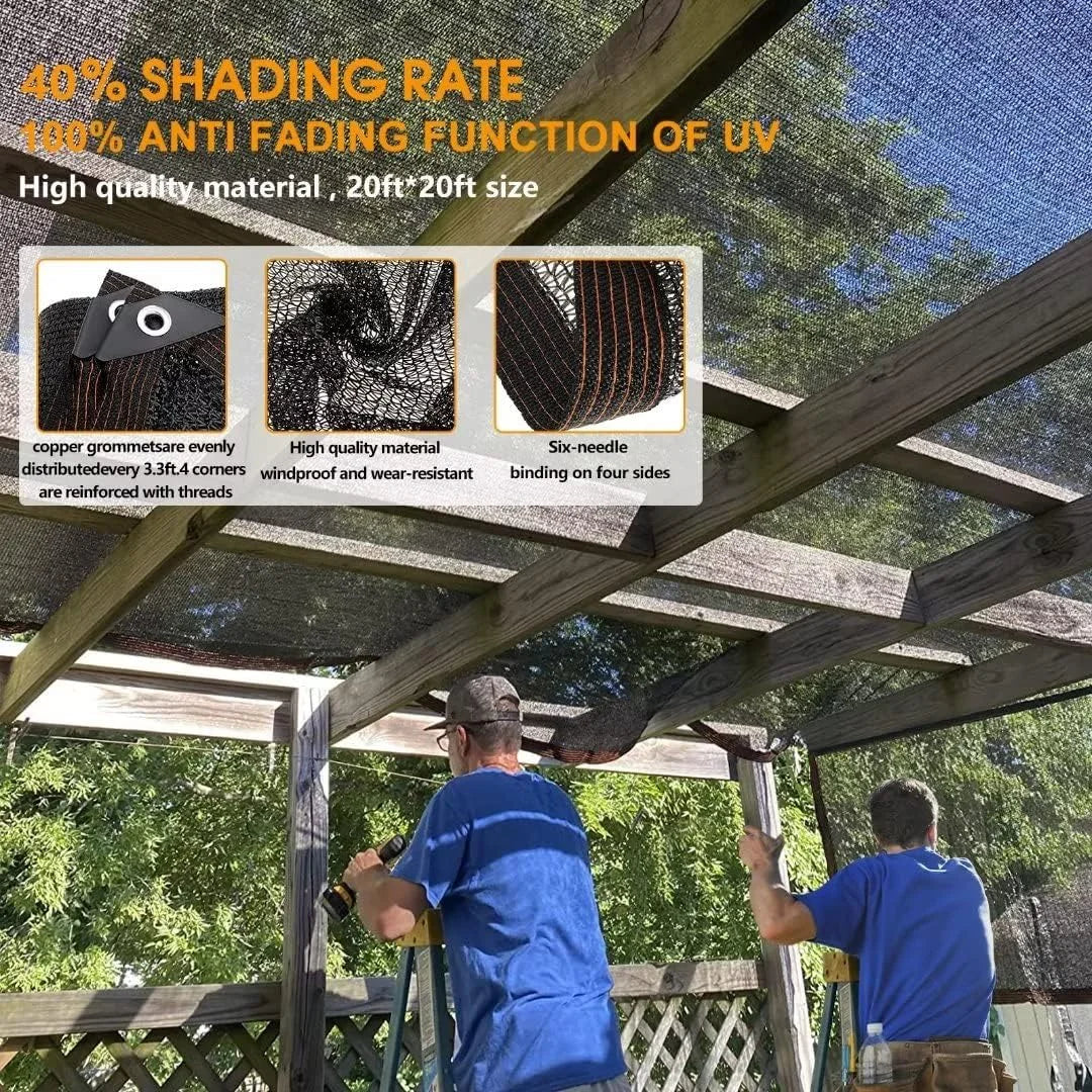 Outdoor Shade Cloth Sun-Filtering Mesh & Reinforced Eyelets