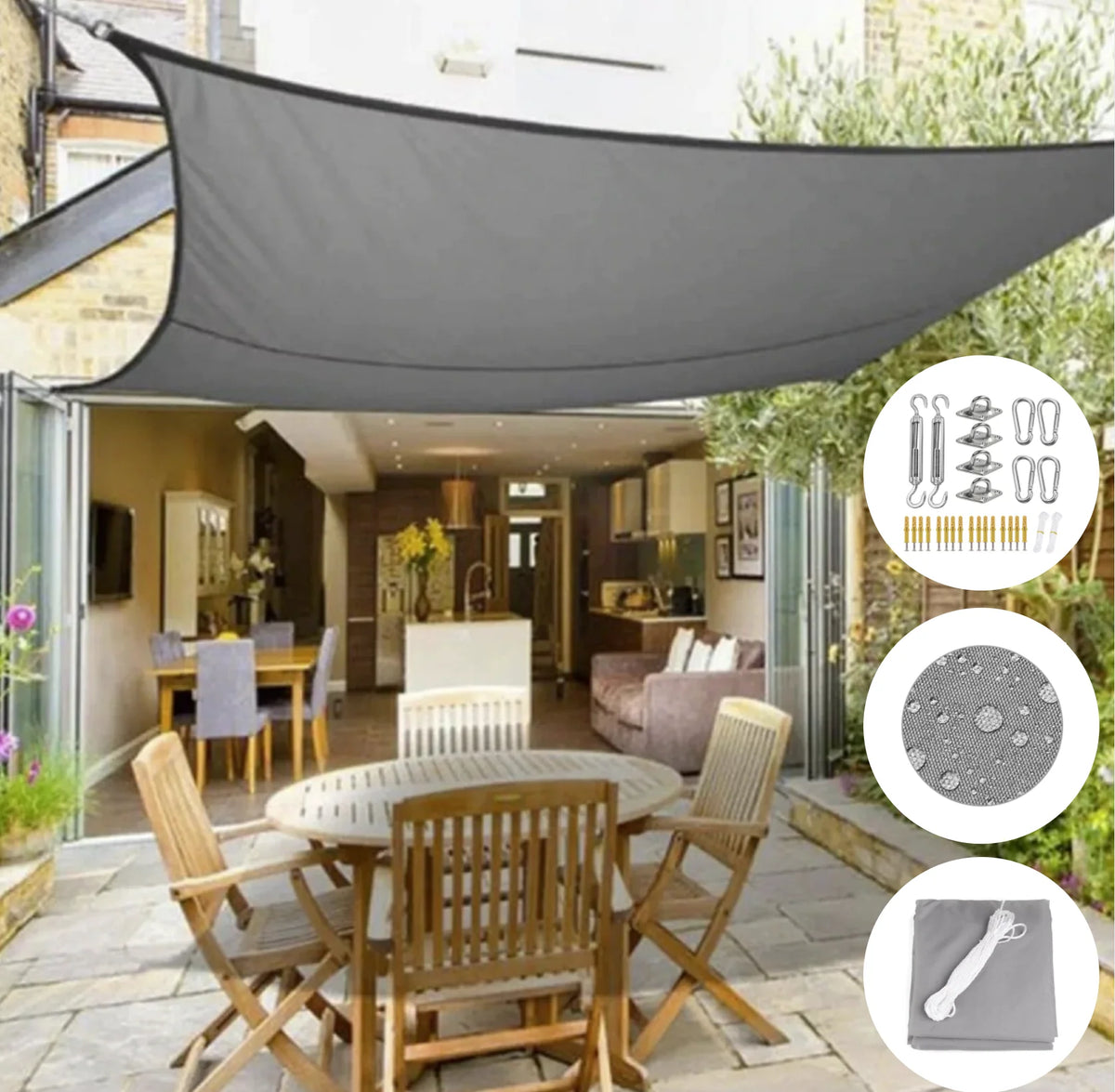 Outdoor Shade Sail UV-Blocking & Waterproof Rustproof Kit