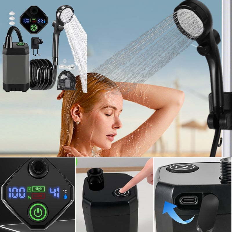 Outdoor Shower Pump Rechargeable LED Display