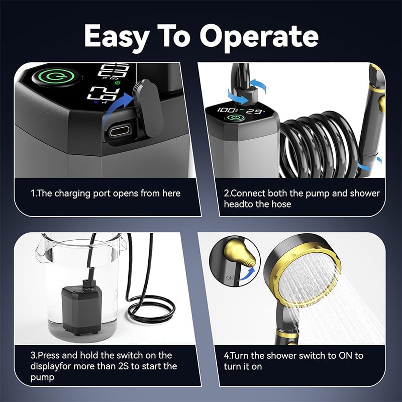 Outdoor Shower Pump Rechargeable LED Display