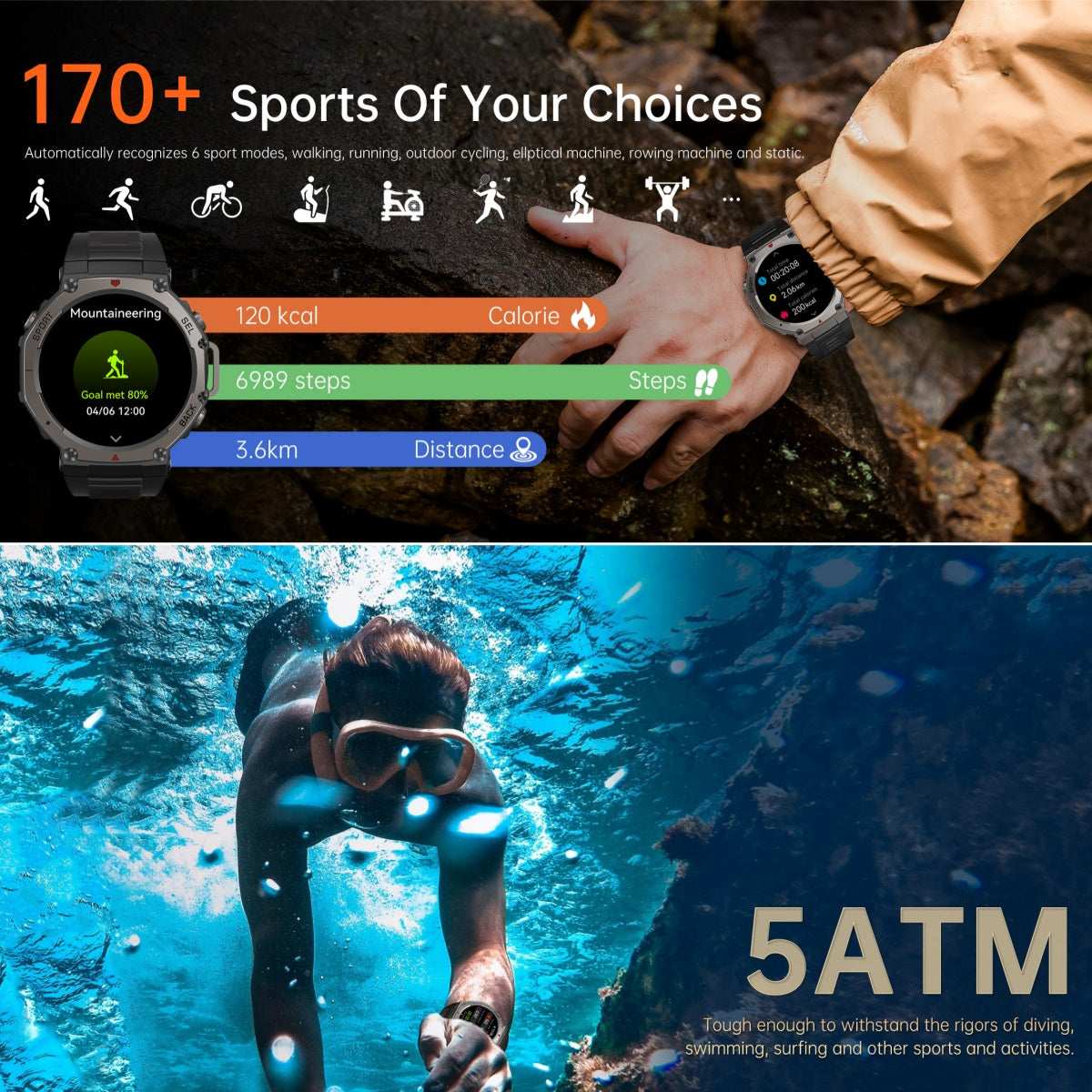 Outdoor Smartwatch Dual-Band GPS AMOLED 5 ATM
