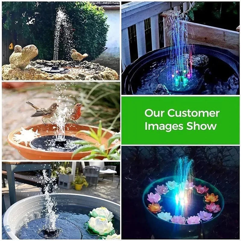 Outdoor Solar Fountain 60 LEDs 7 Spray Patterns