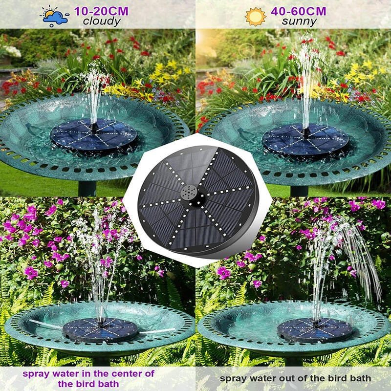Outdoor Solar Fountain 60 LEDs 7 Spray Patterns