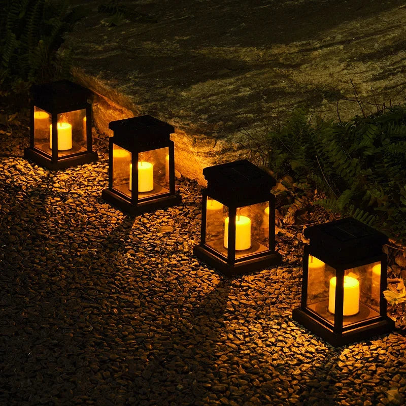 Outdoor Solar Lantern Candle-Effect Flicker Automatic Dusk Sensor