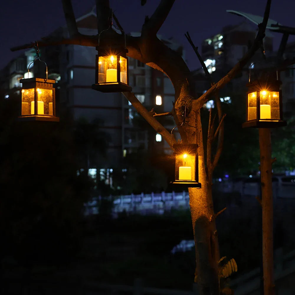 Outdoor Solar Lantern Candle-Effect Flicker Automatic Dusk Sensor