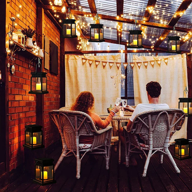 Outdoor Solar Lantern Candle-Effect Flicker Automatic Dusk Sensor