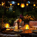 Outdoor Solar Lantern Flickering Flame Rope Handle & Weatherproof