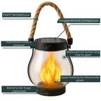 Outdoor Solar Lantern Flickering Flame USB-C Weatherproof