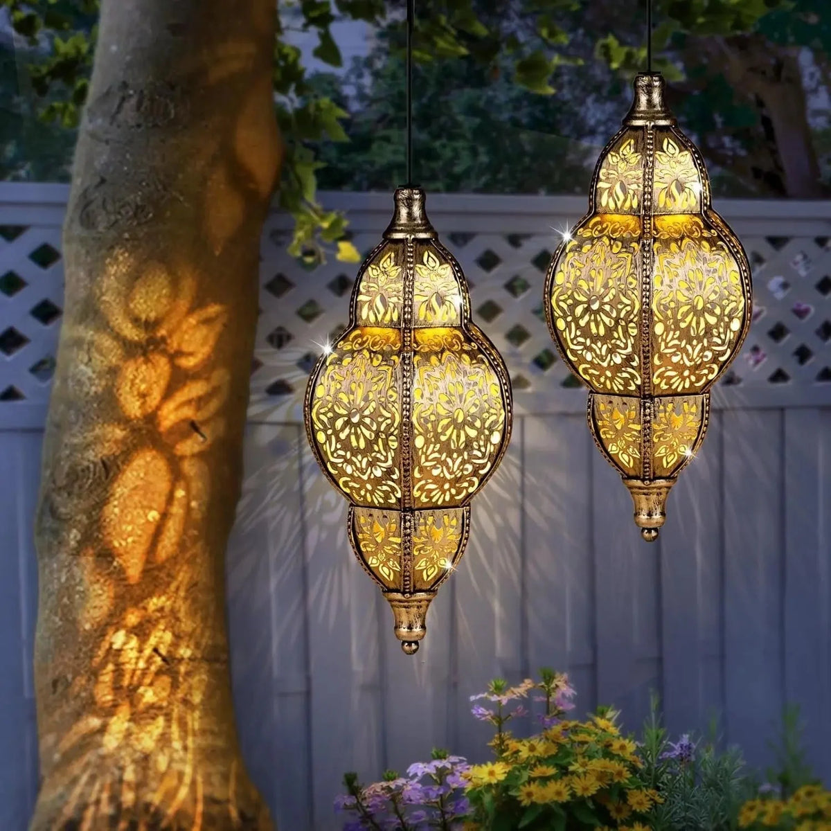 Outdoor Solar Lantern Moroccan Cut Dusk To Dawn