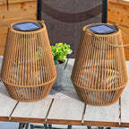 Outdoor Solar Lantern Rattan-Style Day-Night Sensor IP65 Waterproof