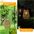 Outdoor Solar Lantern Rattan-Style Day-Night Sensor IP65 Waterproof