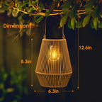 Outdoor Solar Lantern Rattan-Style Day-Night Sensor IP65 Waterproof