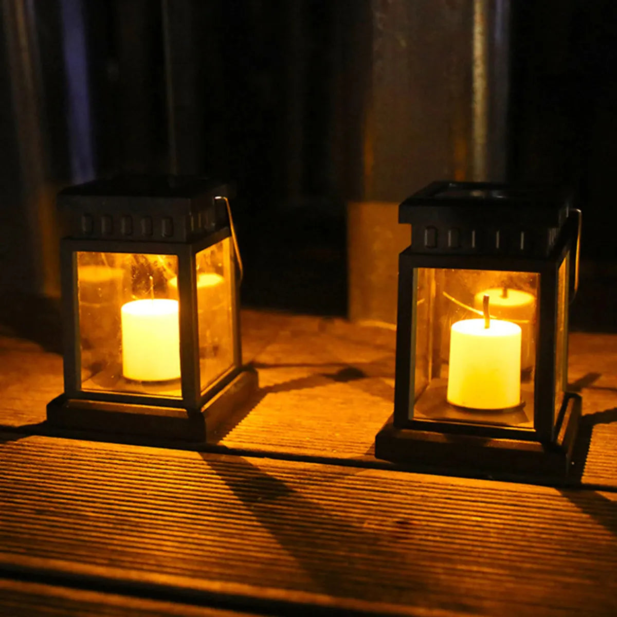 Outdoor Solar Lantern Warm Glow Metal & Plastic