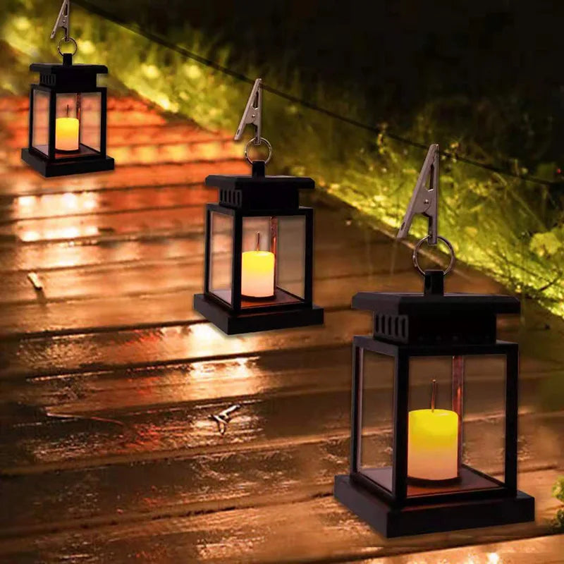 Outdoor Solar Lantern Warm Glow Metal & Plastic