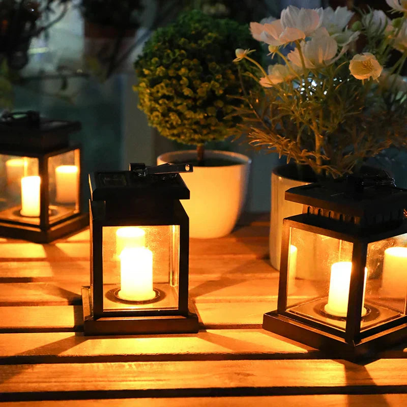 Outdoor Solar Lantern Warm Glow Metal & Plastic