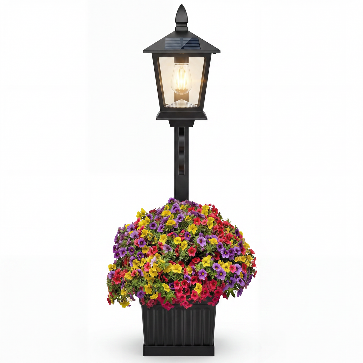Outdoor Solar Light Automatic Dusk-To-Dawn Built-In Planter Crackle Glass
