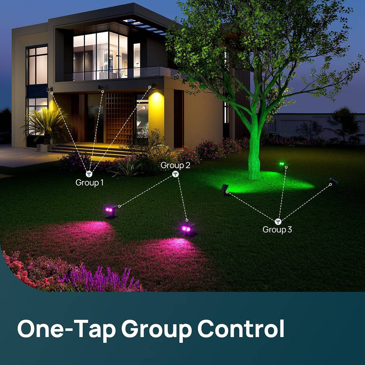 Outdoor Solar Spot Light App-Controlled RGB 14-Hour IP67 Waterproof
