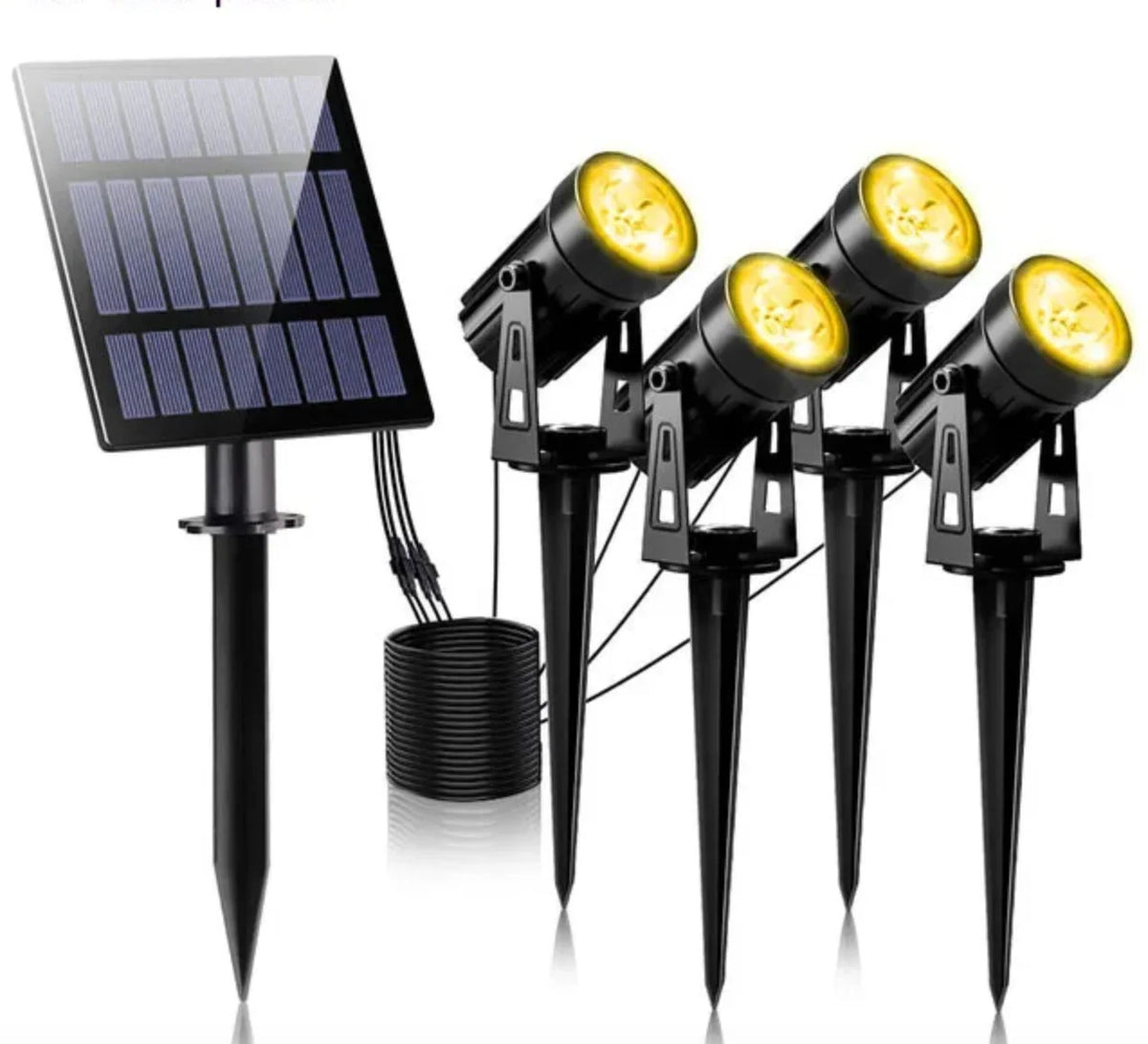 Outdoor Solar Spotlights Set of 5 Adjustable Heads