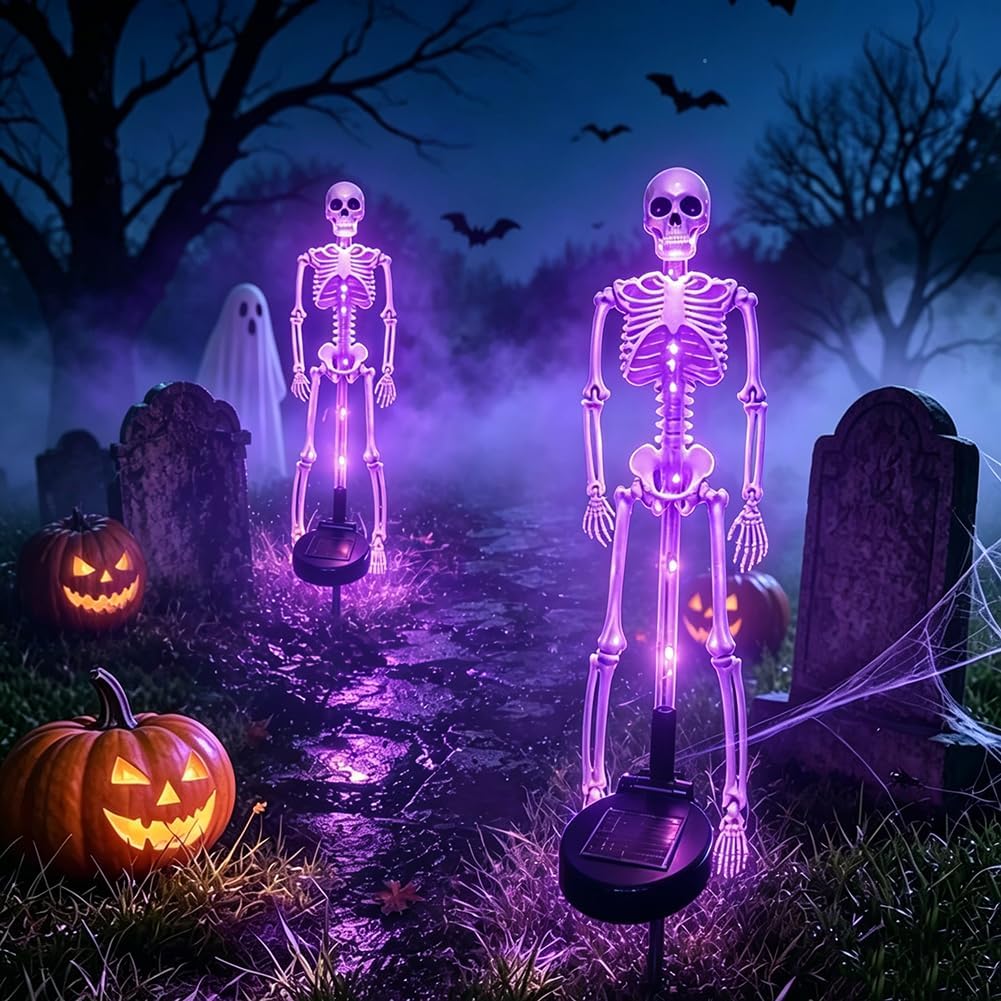 Outdoor Solar Stake Lights Skeleton Set of 2