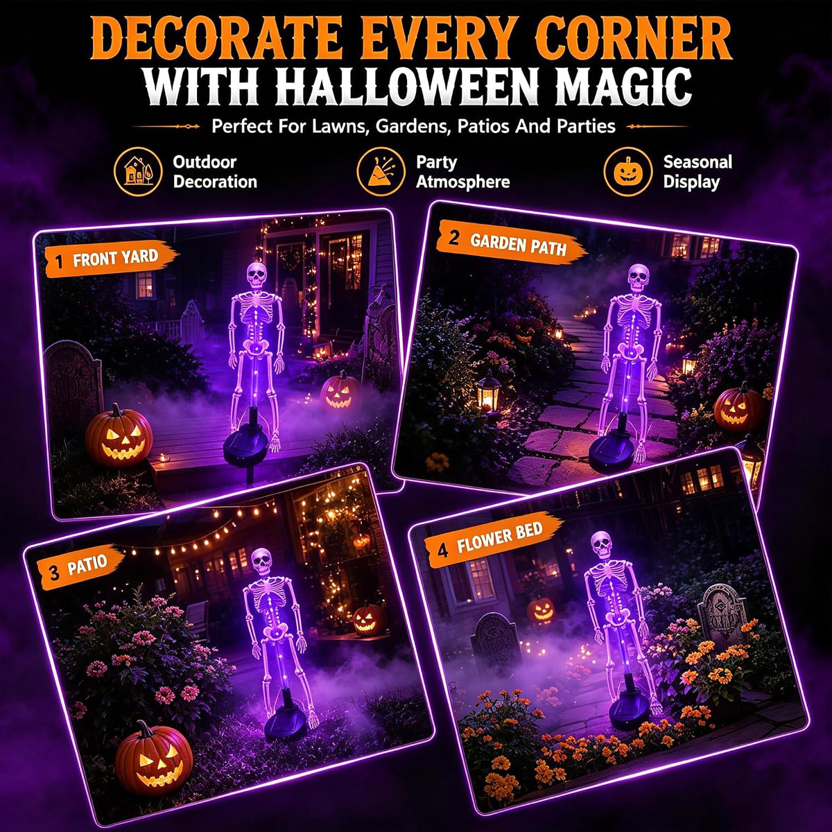 Outdoor Solar Stake Lights Skeleton Set of 2