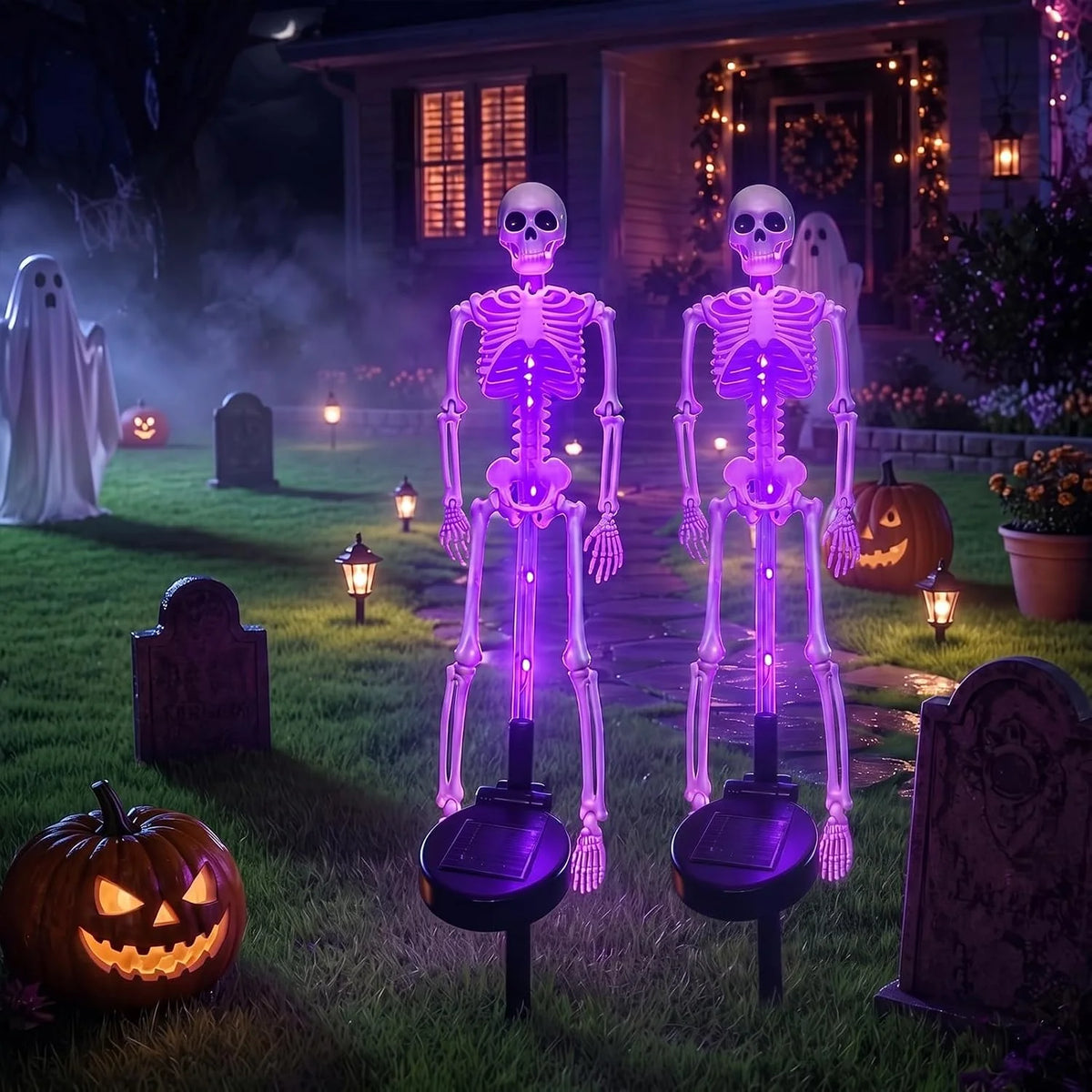 Outdoor Solar Stake Lights Skeleton Set of 2