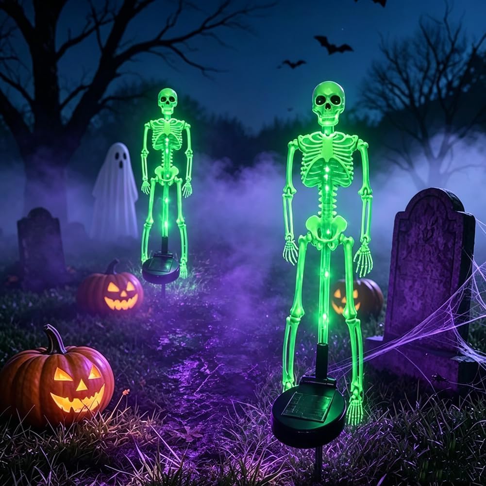 Outdoor Solar Stake Lights Skeleton Set of 2